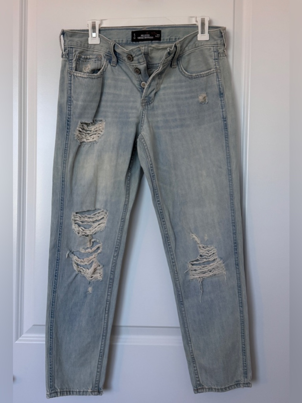 Hollister Vintage Boyfriend Jeans - Light Wash - Distressed - Size 5 (W27)